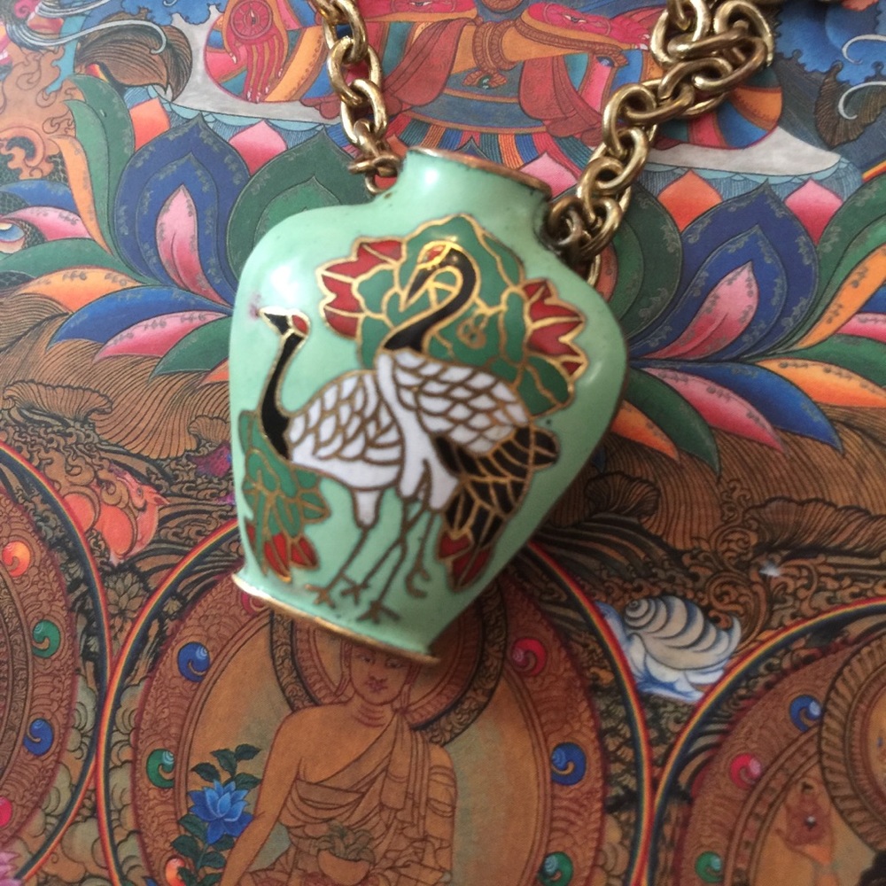 Vintage Japanese cloisonné necklace
