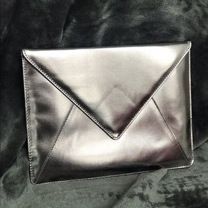 Metallic Silver Bloomingdales Envelope Clutch
