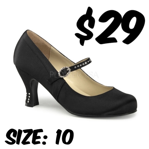 Shoes - Satin Pin Up Shoes Mary Jane High Heels 50s Swing
