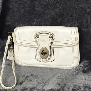 Ivory Coach Leather Wristlet
