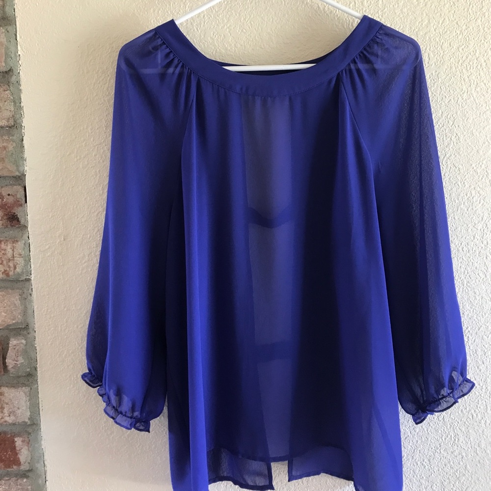 Large Sheer 3/4 Sleeve Blouse