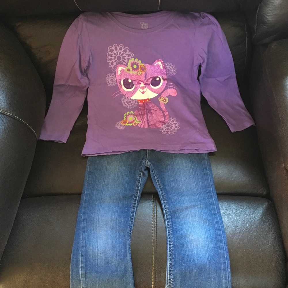 Girls long sleeve t-shirt and jeans size 4T