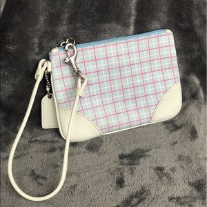 Light Blue and Pink Coach Wristlet