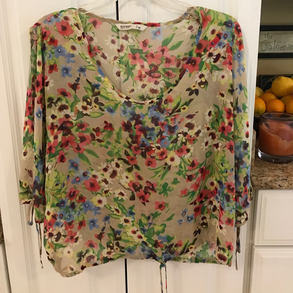 Old Navy sheer blouse with cutout sleeves