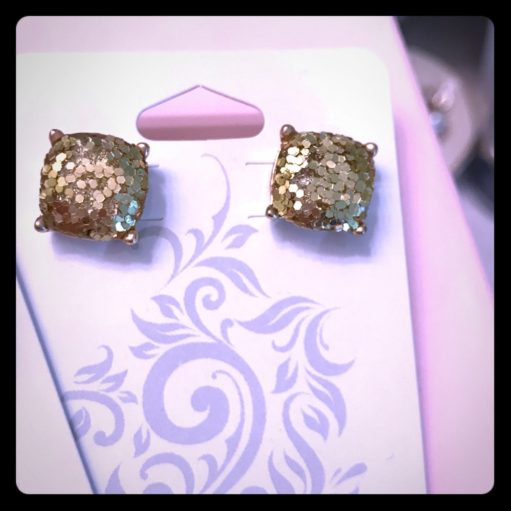 Kate Spade Inspired Gold Glitter Post Earrings