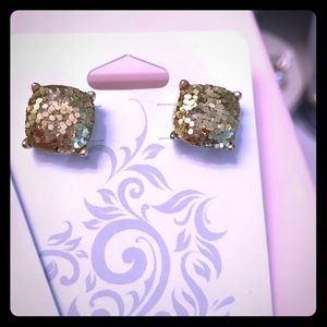 Kate Spade Inspired Gold Glitter Post Earrings