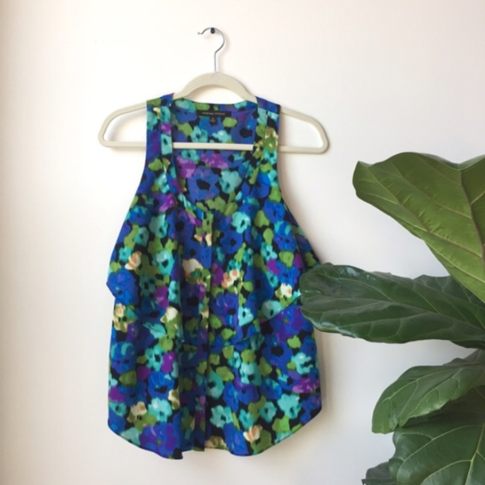 Cynthia Steffe Floral Layer Button Up Blouse • XS