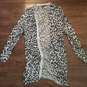 Leopard open front cardigan