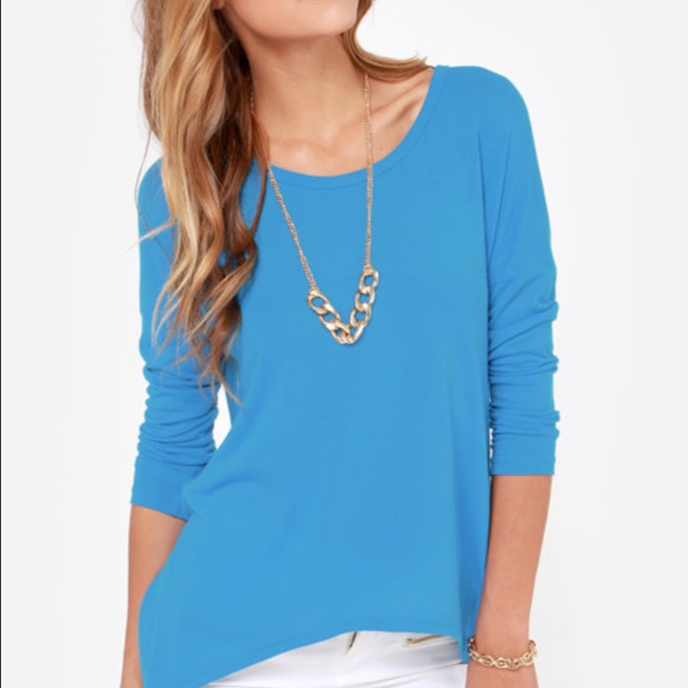 Blue lulus knit sweater with zipper detail