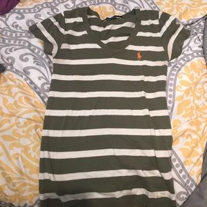 Olive green and white Ralph Lauren v neck