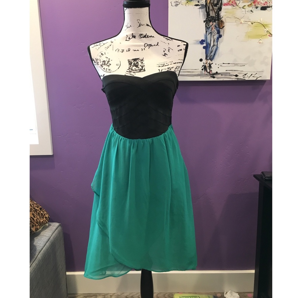 Black and Green High Low Dress