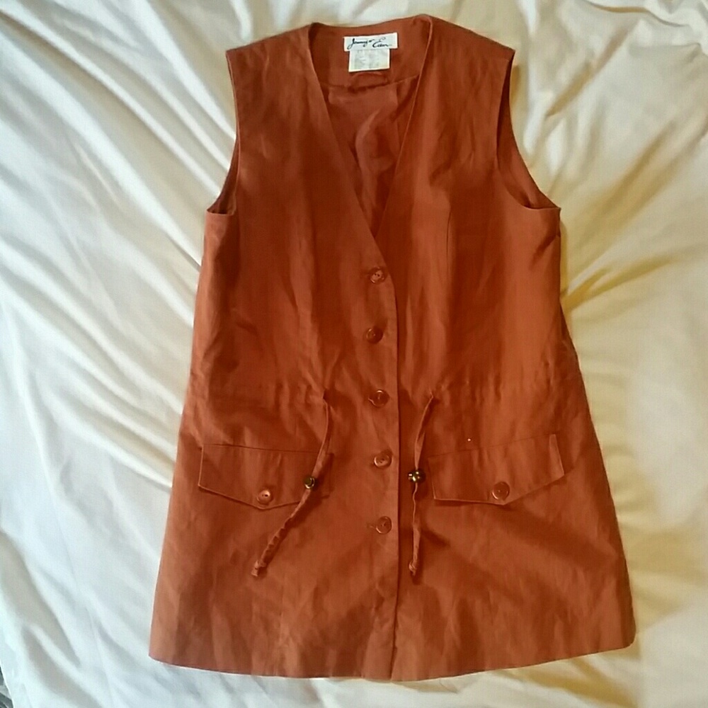 Vintage 90s orange linen vest