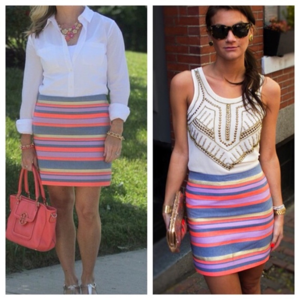 J. Crew shiny stripe mini skirt