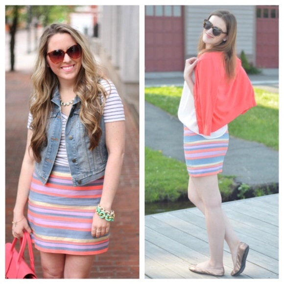 J. Crew shiny stripe mini skirt - Picture 2 of 7