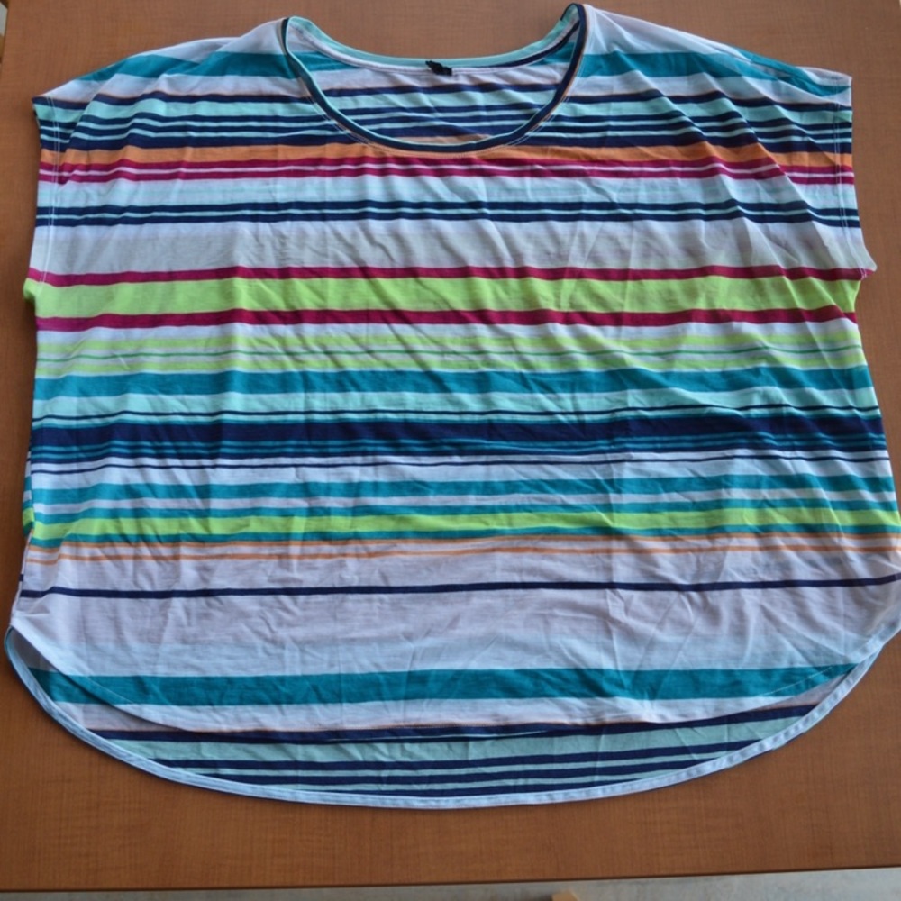 Lane Bryant Rainbow Striped Polyester Blouse