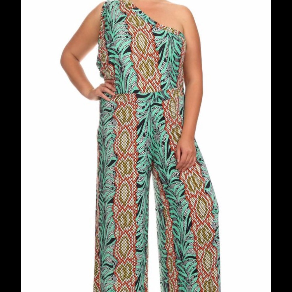 Multi Color One Shoulder Jumpsuit - image 1