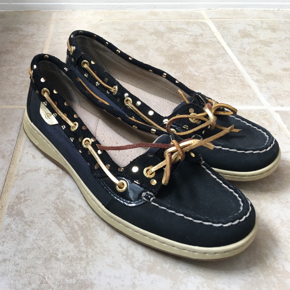 Sperry sliders gold and Navy