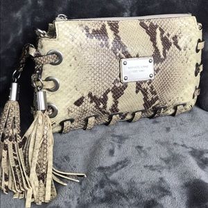Michael Kors Leather Snakeskin Clutch