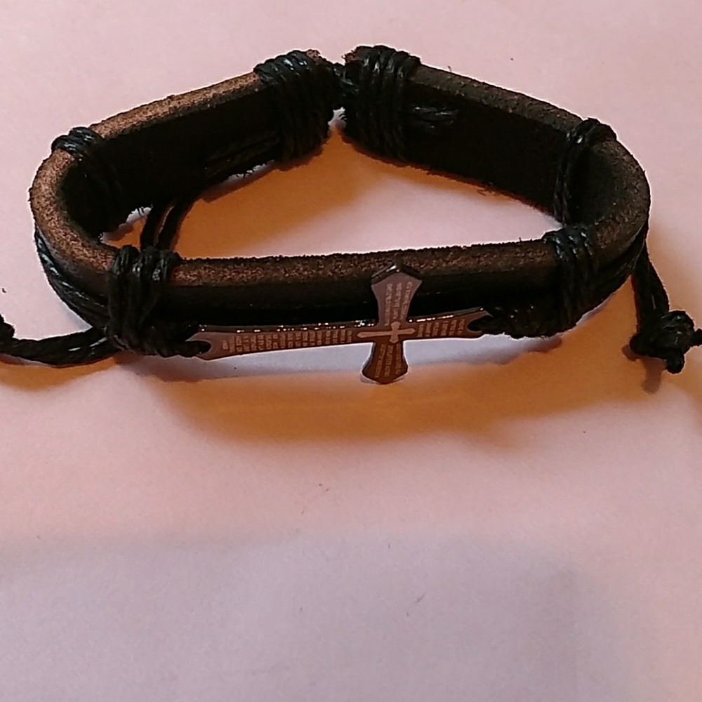 LEATHER AND ROPE STAINLESS STEEL BRACELET - Picture 2 of 2