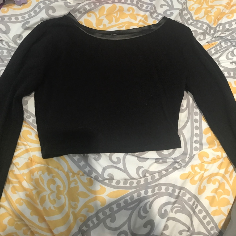 Forever 21 black and leather crop top