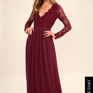 Lulus "awaken my love burgundy long sleeve dress"