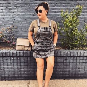 Forever 21 black acid wash overall dress medium