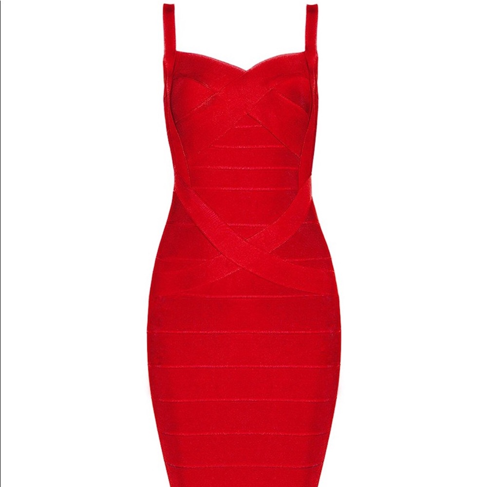 BRAND NEW fire red body con bandage dress