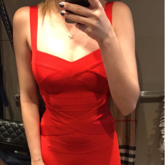 BRAND NEW fire red body con bandage dress - Picture 3 of 4