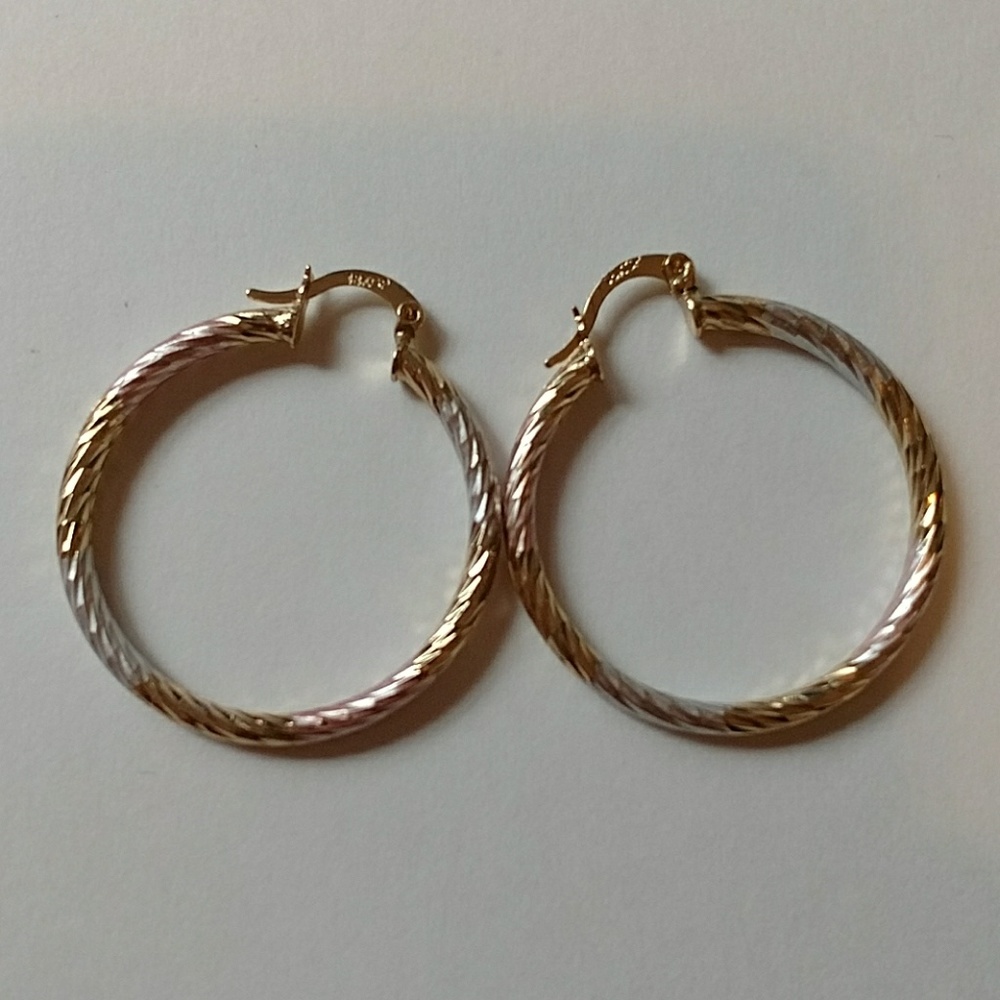 18kgp TRI-COLORED HOOP EARRINGS