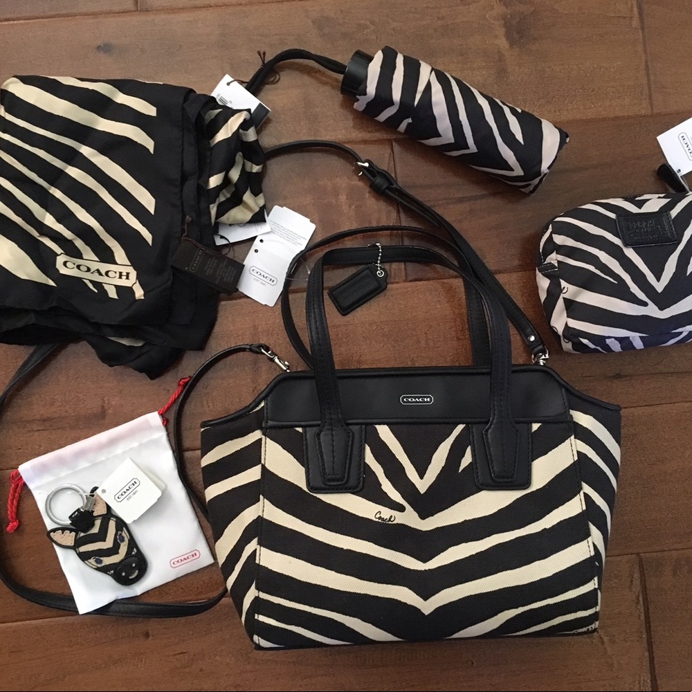 COACH Zebra Print Handbag Set