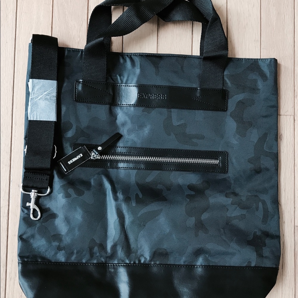 NEW WITH TAGS! EXPRESS tote, black/grey vinyl