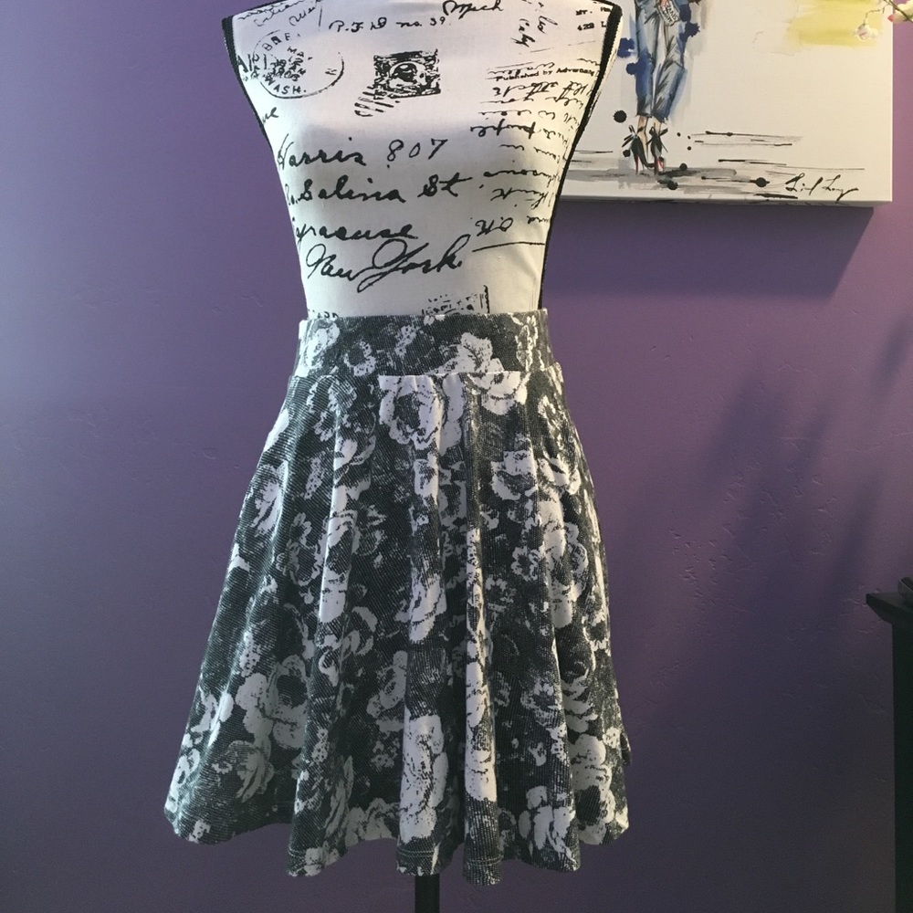 Floral Print Skater Skirt