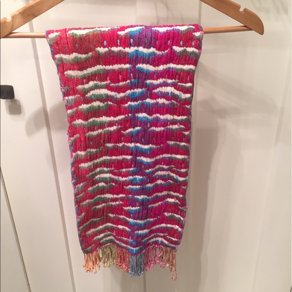 Tolani Brightly Colored Viscose Scarf with Fringe