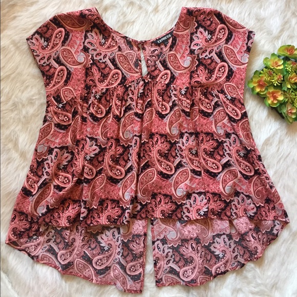 🔻$50 EXPRESS Open Tie Back Paisley Sleeveless Top - Picture 2 of 8