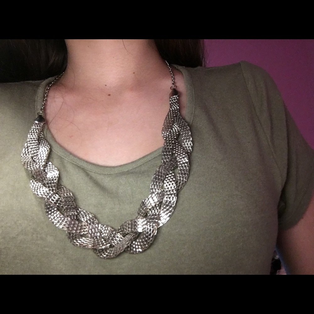 Silver braided necklace