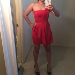 Bcbg red one shoulder strap dress