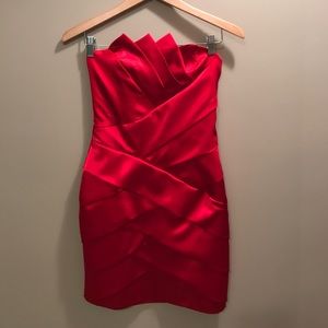 Jessica McClintock Red strapless cocktail dress