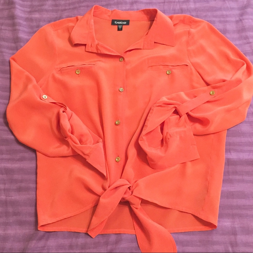 Bebe Silk Front-tie Blouse