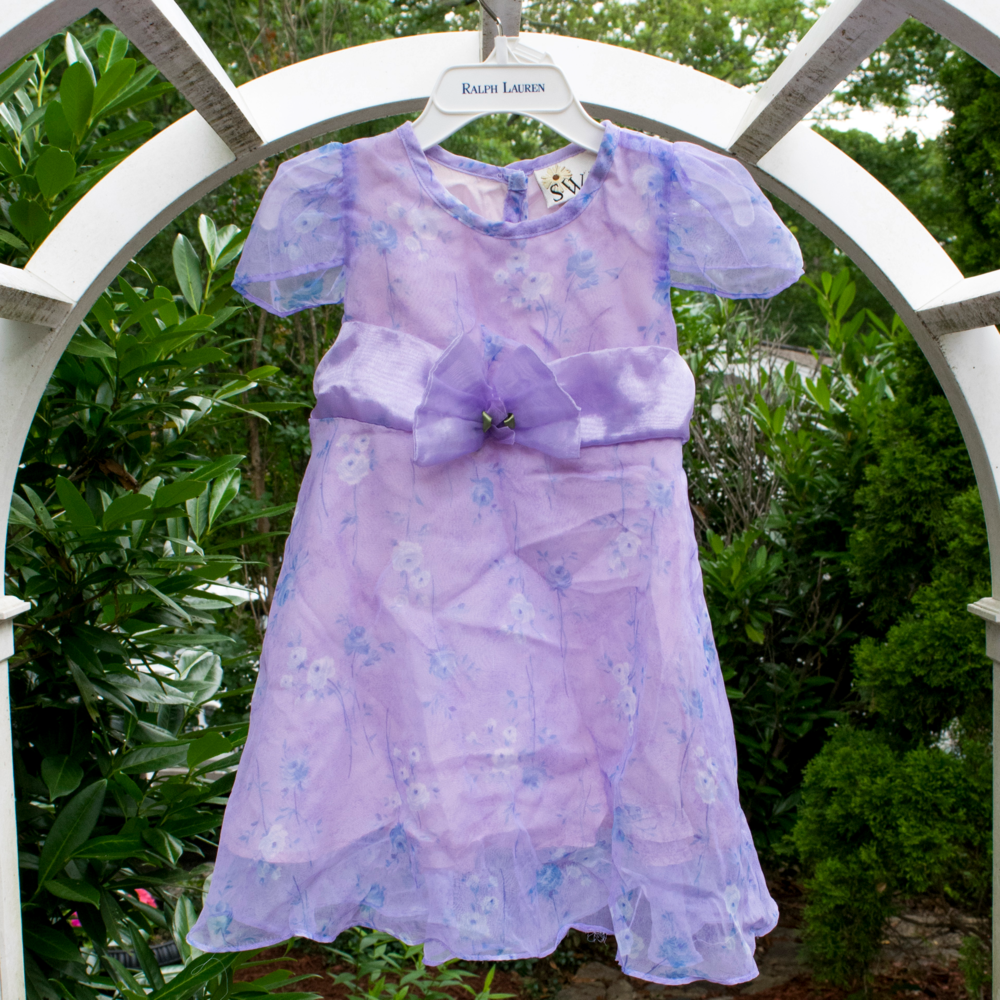 Girls Purple Flower Print Dress