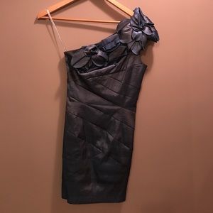 One Shoulder Blue Cocktail Dress