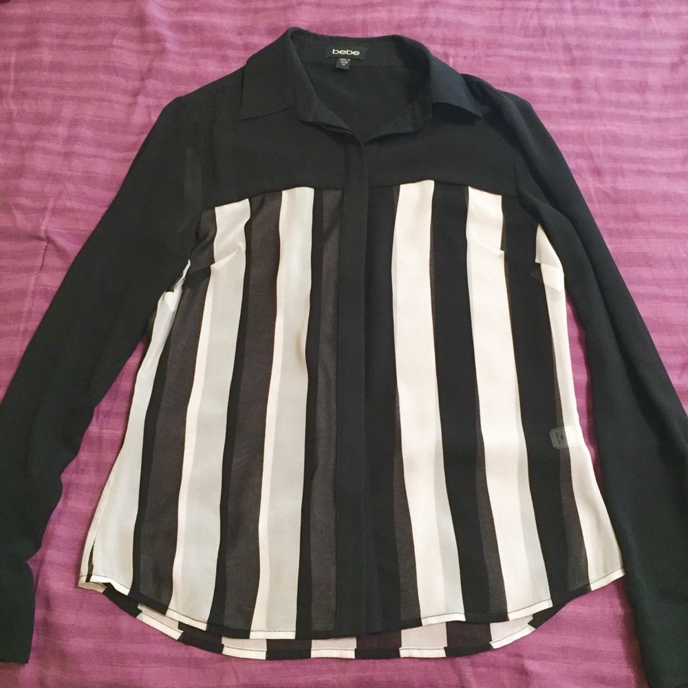 Bebe Striped Button-up Top