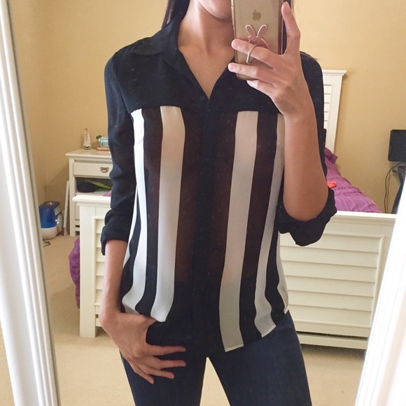 Bebe Striped Button-up Top - Picture 2 of 2