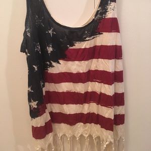 American flag fringe tank top