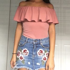 BLUSH off-the-shoulder bodysuit