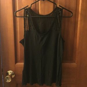 BCBG black tank top with sequin details