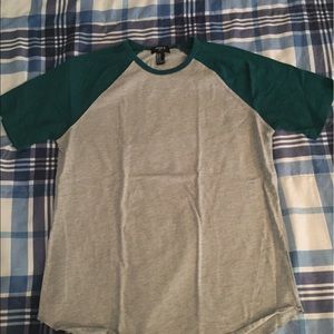 Gray/Green F21 Baseball Shortsleeve Tee - Size M