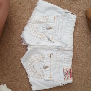 True Religion Denim white cut off Shorts