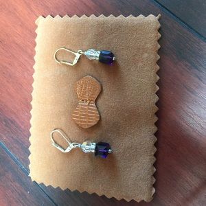 Swarovski Safire & crystal diamond earrings