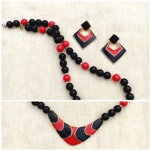 Black and red costume jewelry