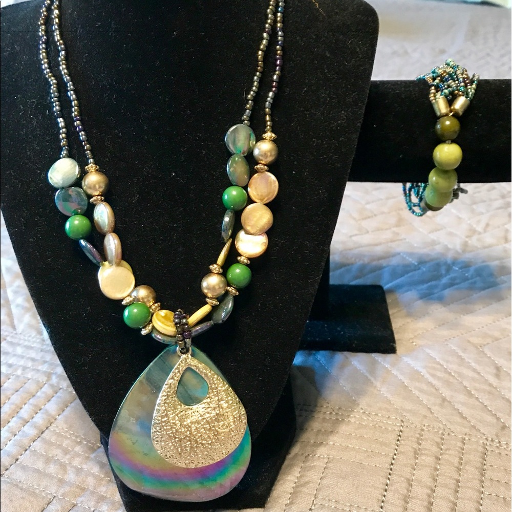 Statement Necklace and Matching Bracelet.